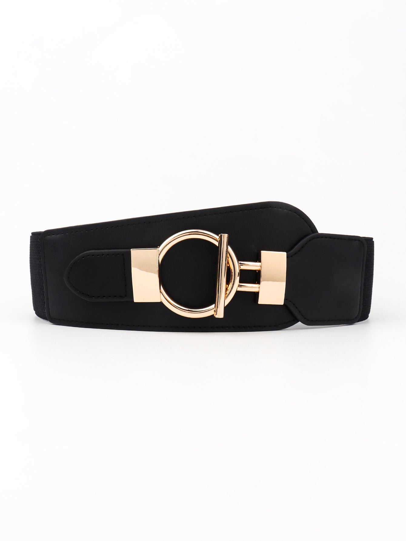 PU Elastic Wide Belt with Alloy Buckle Trendsi