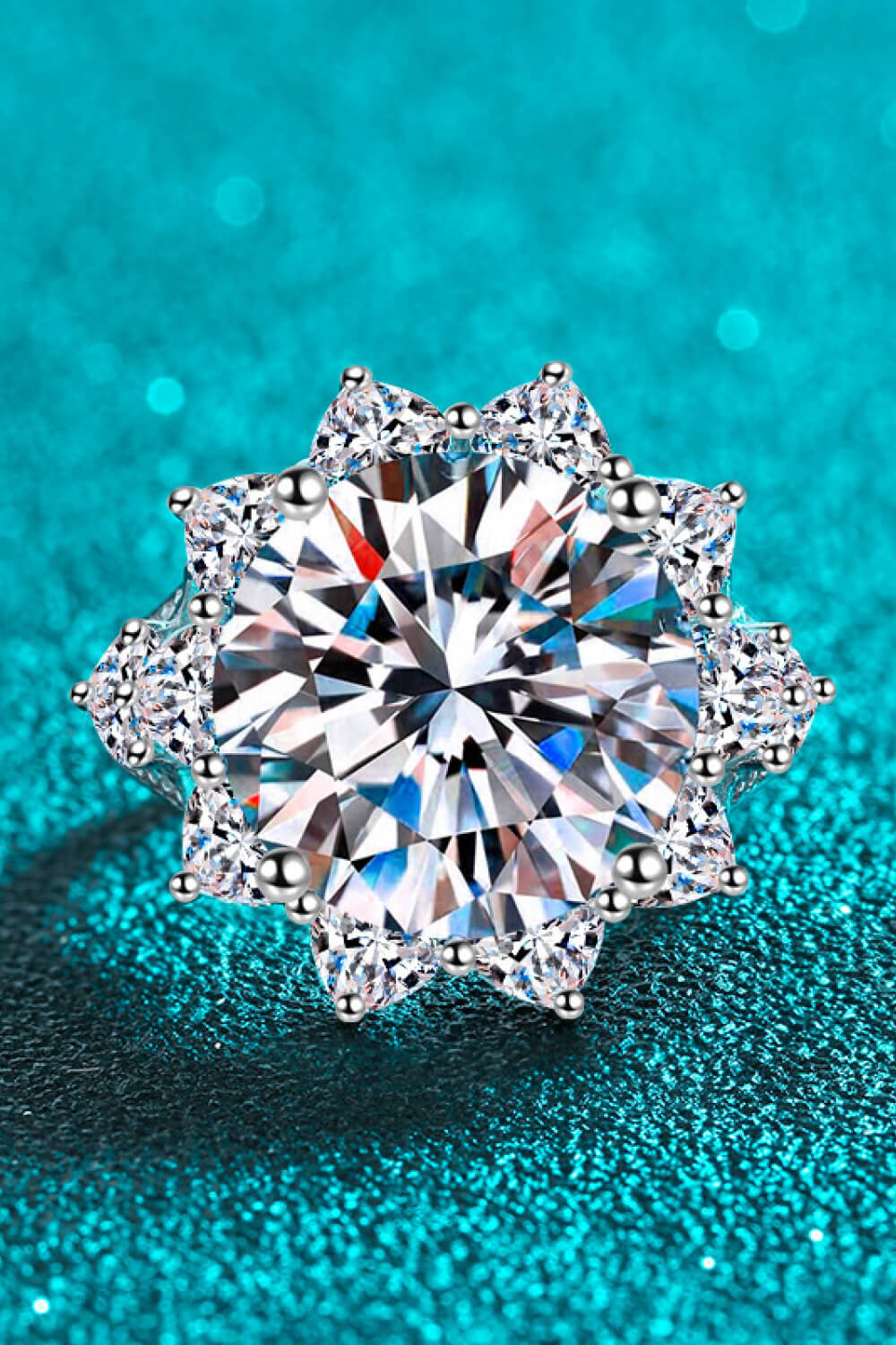 10 Carat Moissanite Flower-Shaped Ring Trendsi