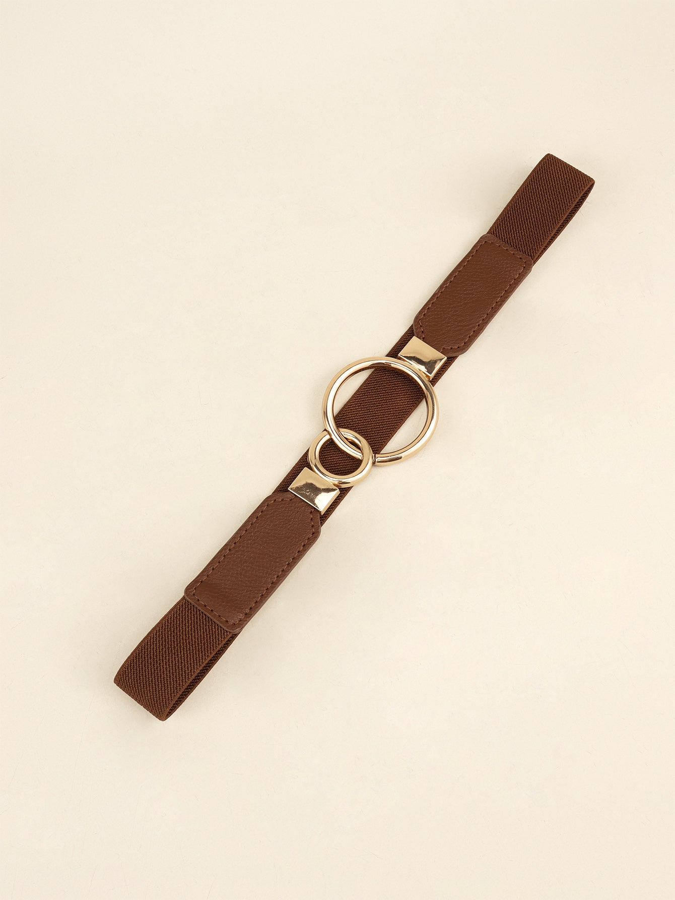 Double Ring Buckle Elastic PU Belt Trendsi