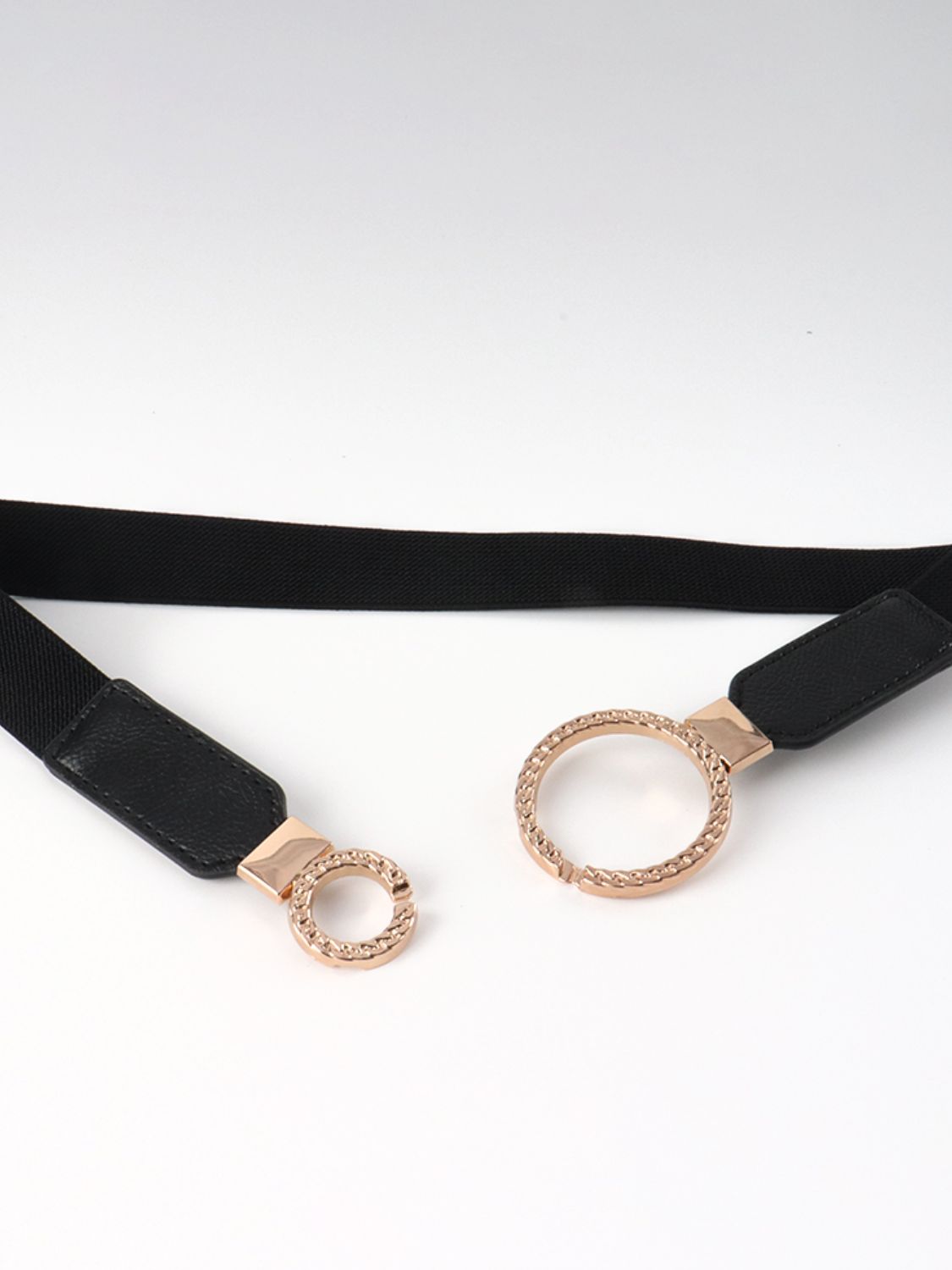 Double Ring Buckle Elastic PU Belt Trendsi