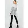 Long Sleeve Shark Bite Striped Print Loose Fit Knit Top..