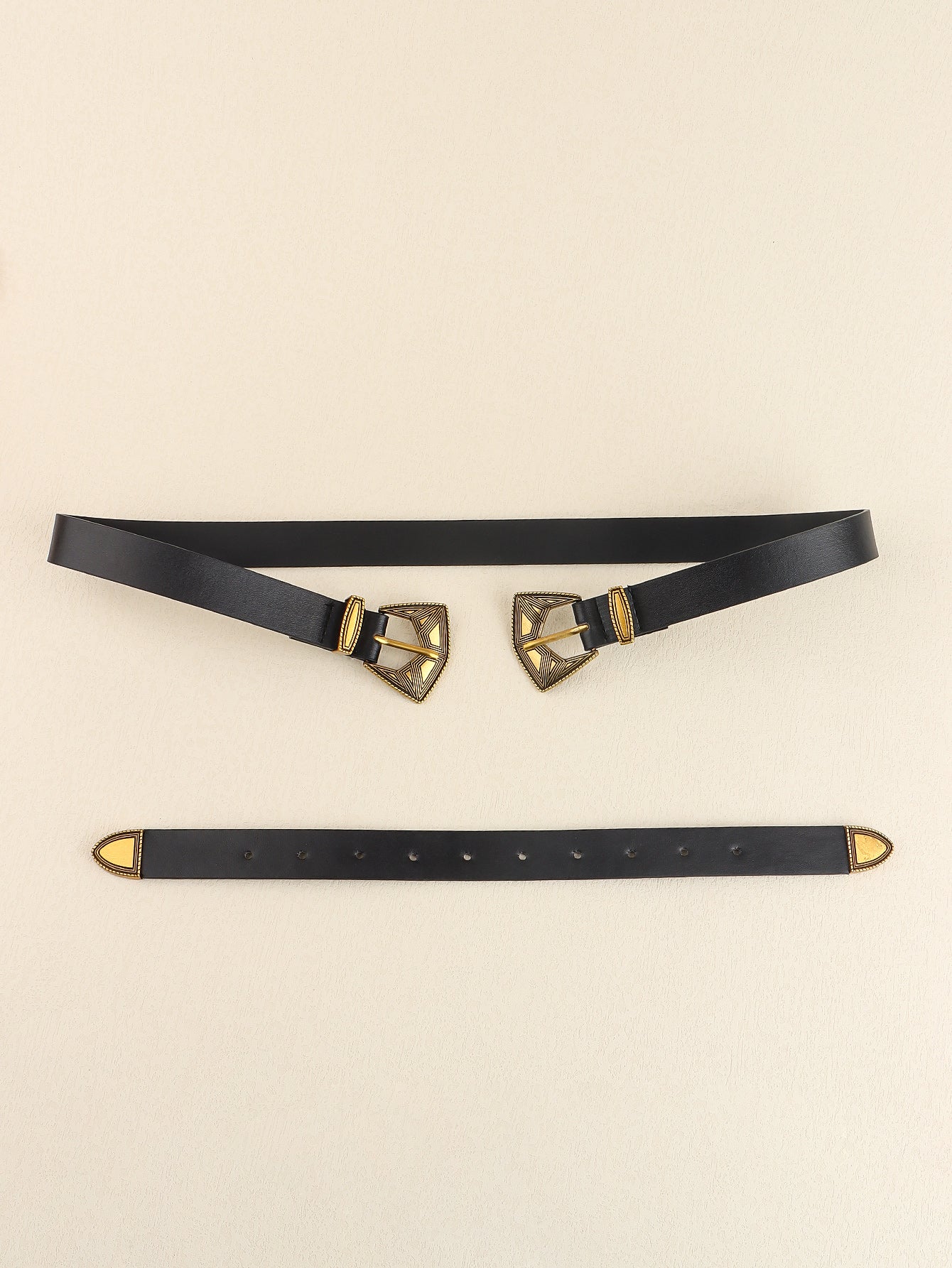 Double Buckle PU Leather Belt Trendsi