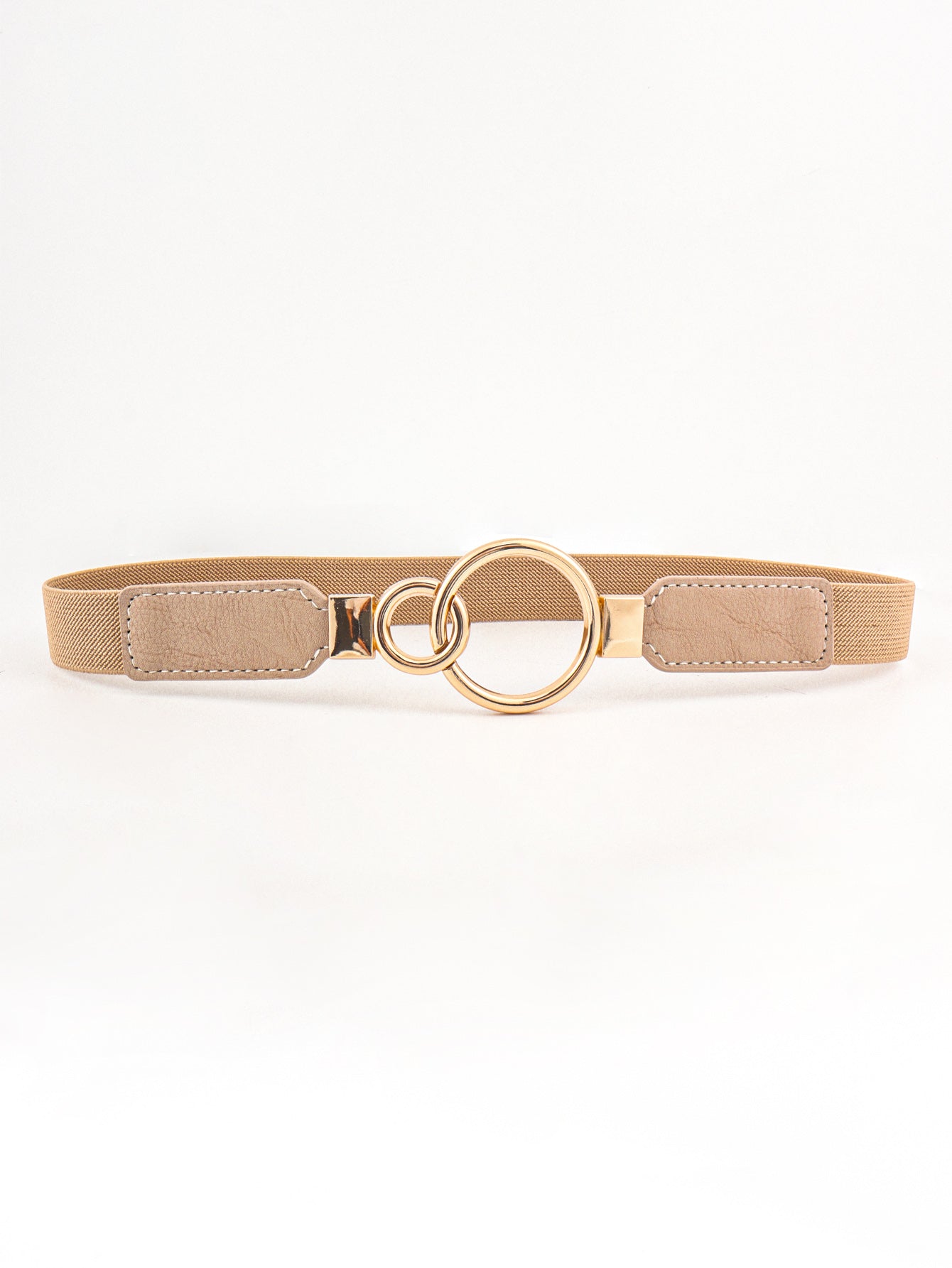 Double Ring Buckle Elastic PU Belt Trendsi