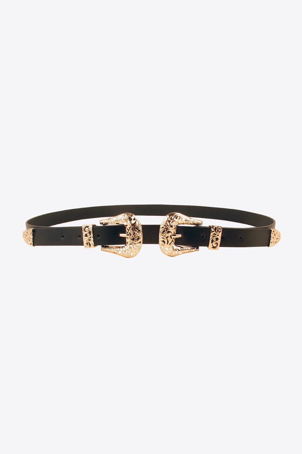 Double Buckle PU Leather Belt Trendsi