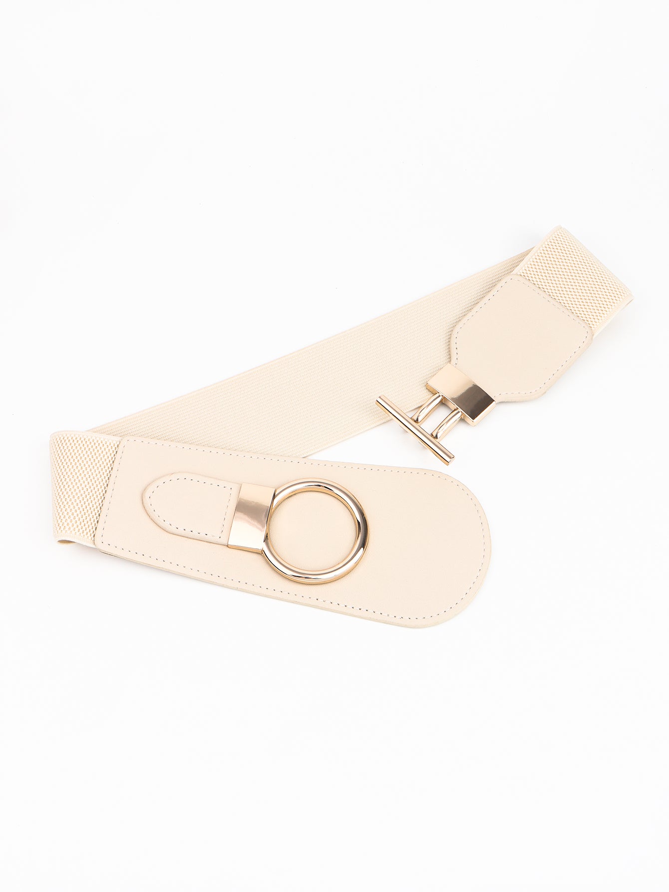 PU Elastic Wide Belt with Alloy Buckle Trendsi