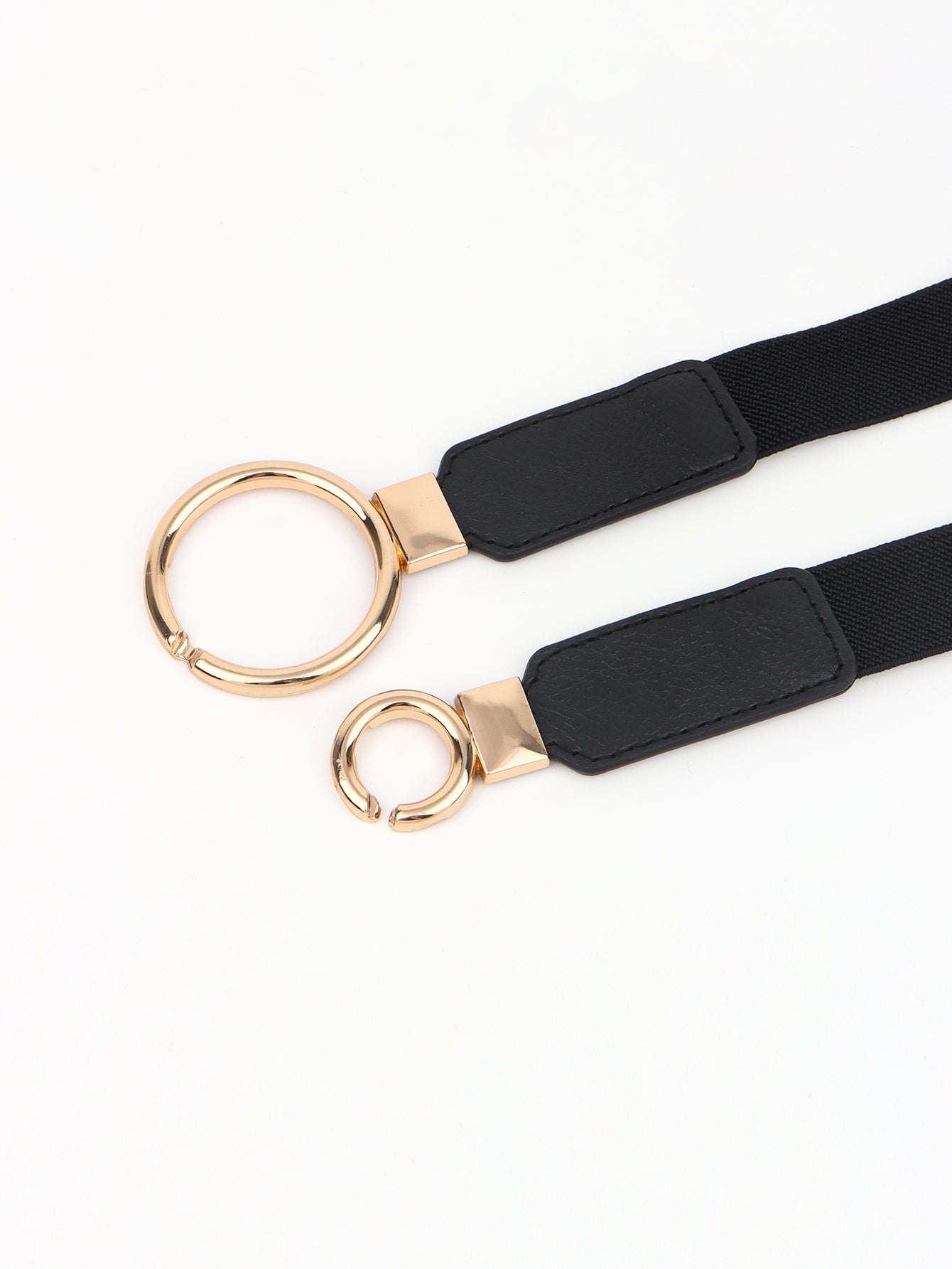 Double Ring Buckle Elastic PU Belt Trendsi