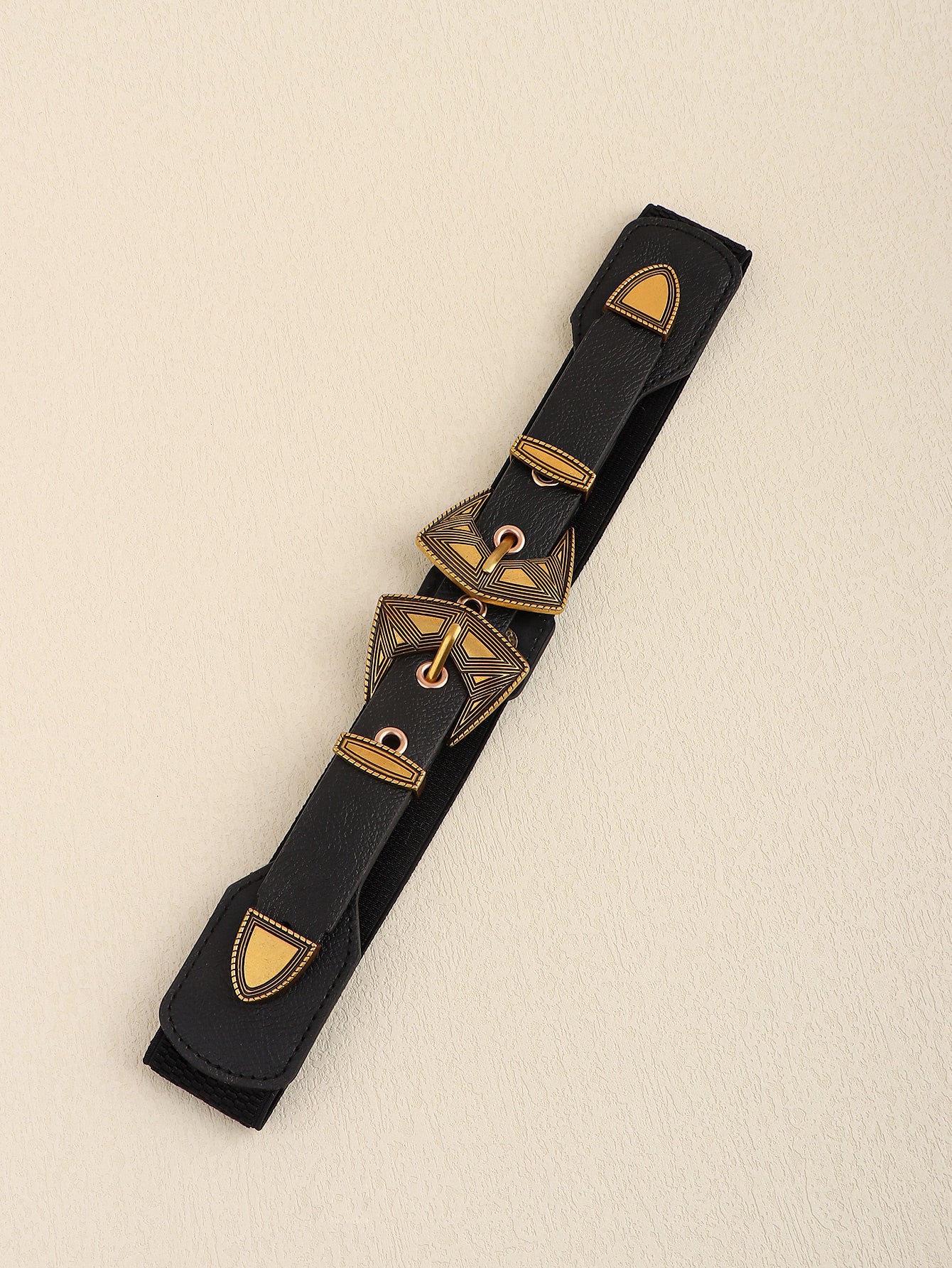 Double Buckle PU Leather Belt Trendsi