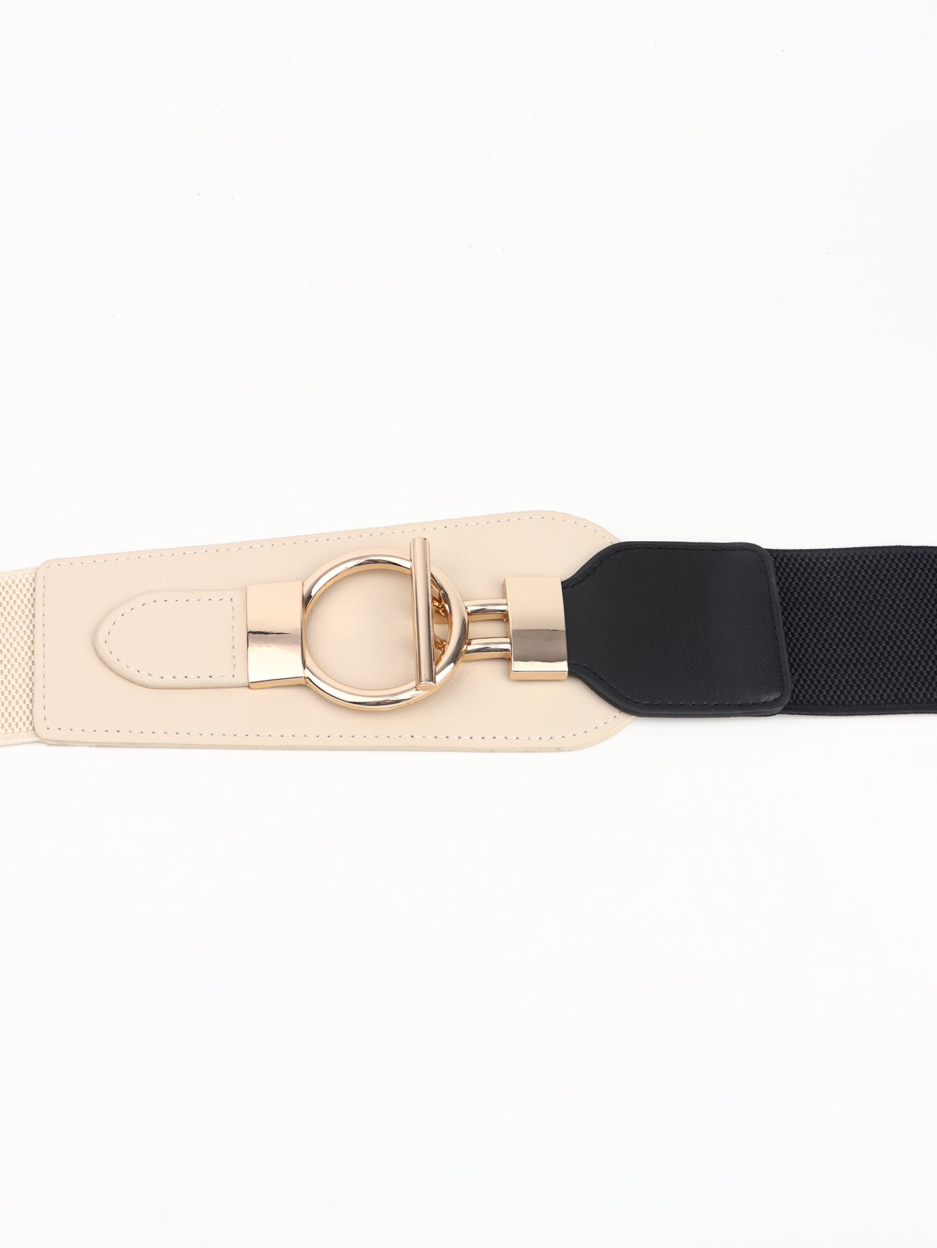 PU Elastic Wide Belt with Alloy Buckle Trendsi