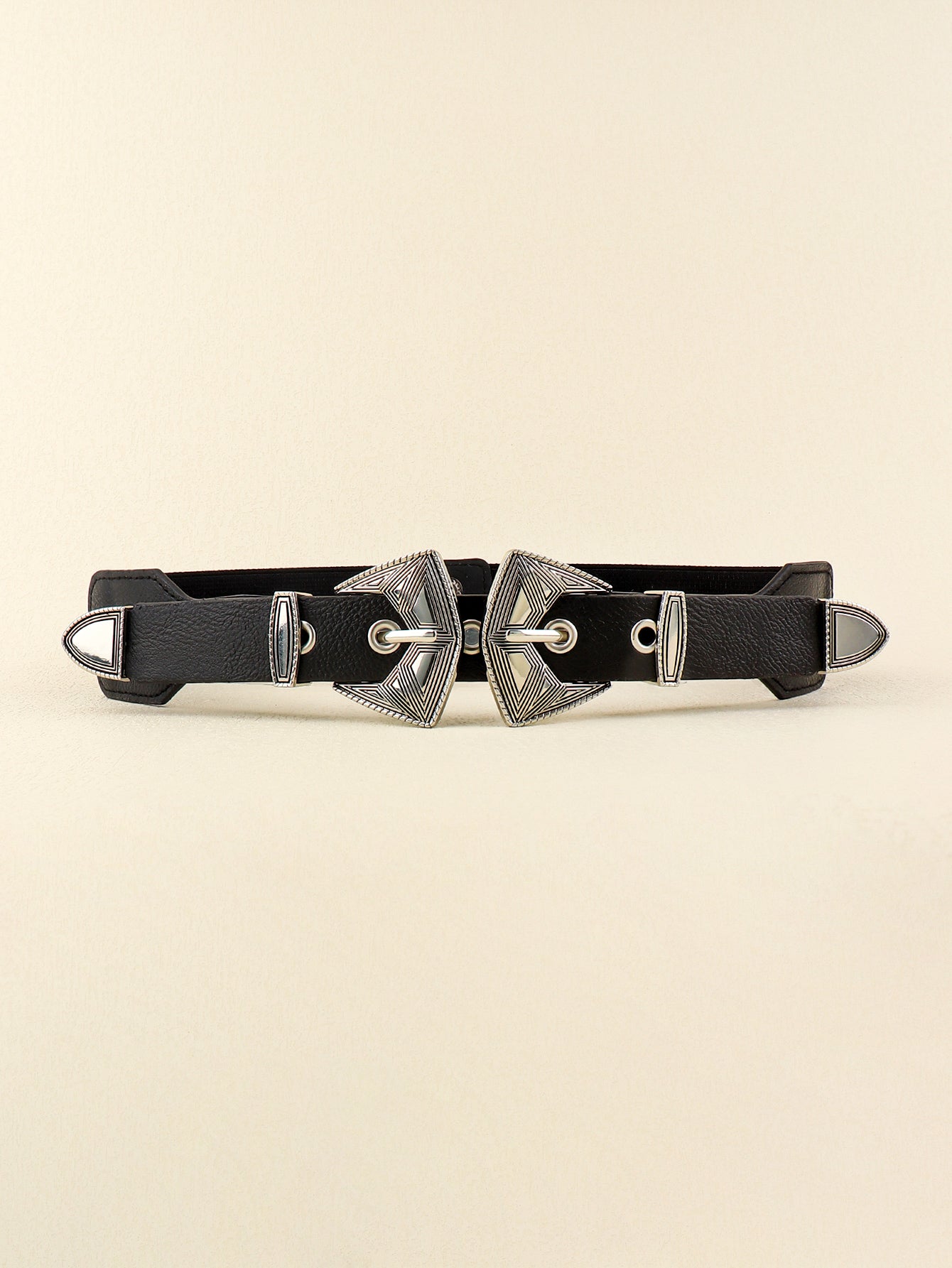 Double Buckle PU Leather Belt Trendsi