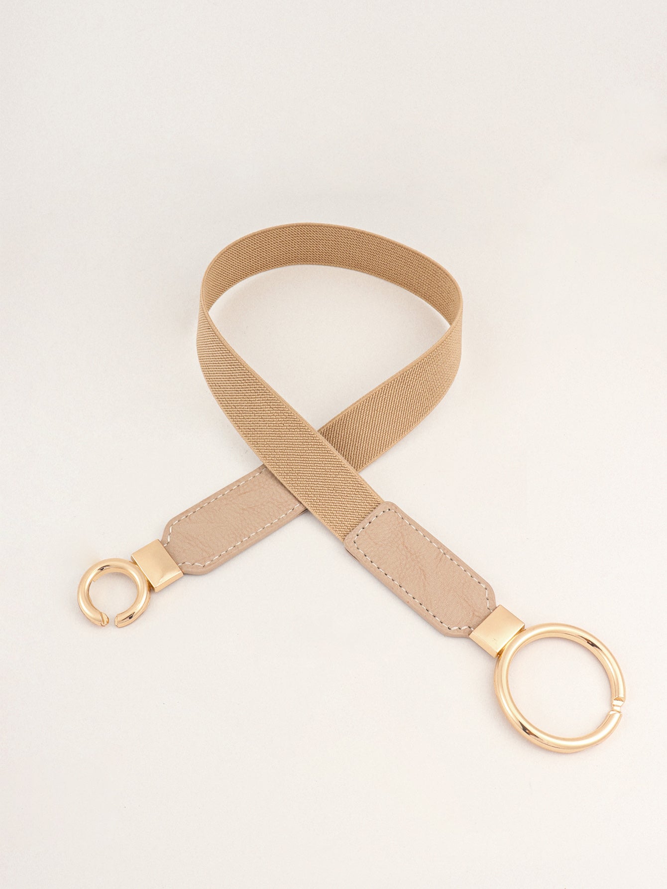 Double Ring Buckle Elastic PU Belt Trendsi