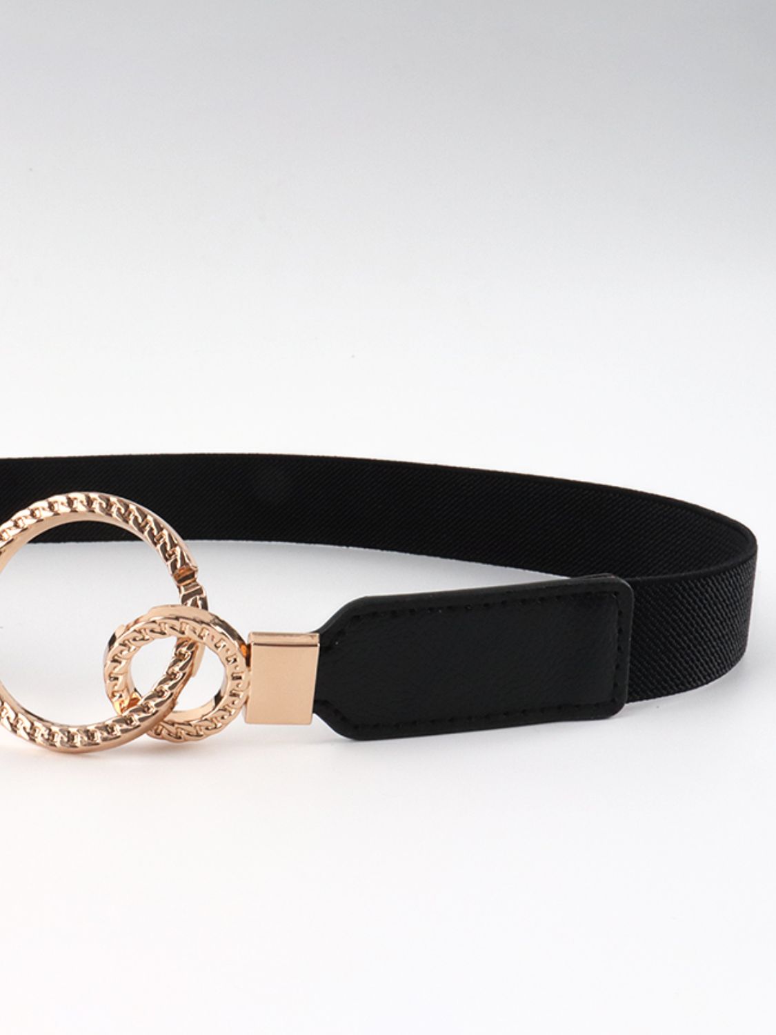 Double Ring Buckle Elastic PU Belt Trendsi