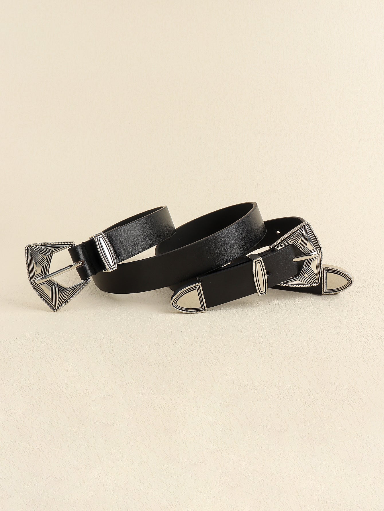 Double Buckle PU Leather Belt Trendsi