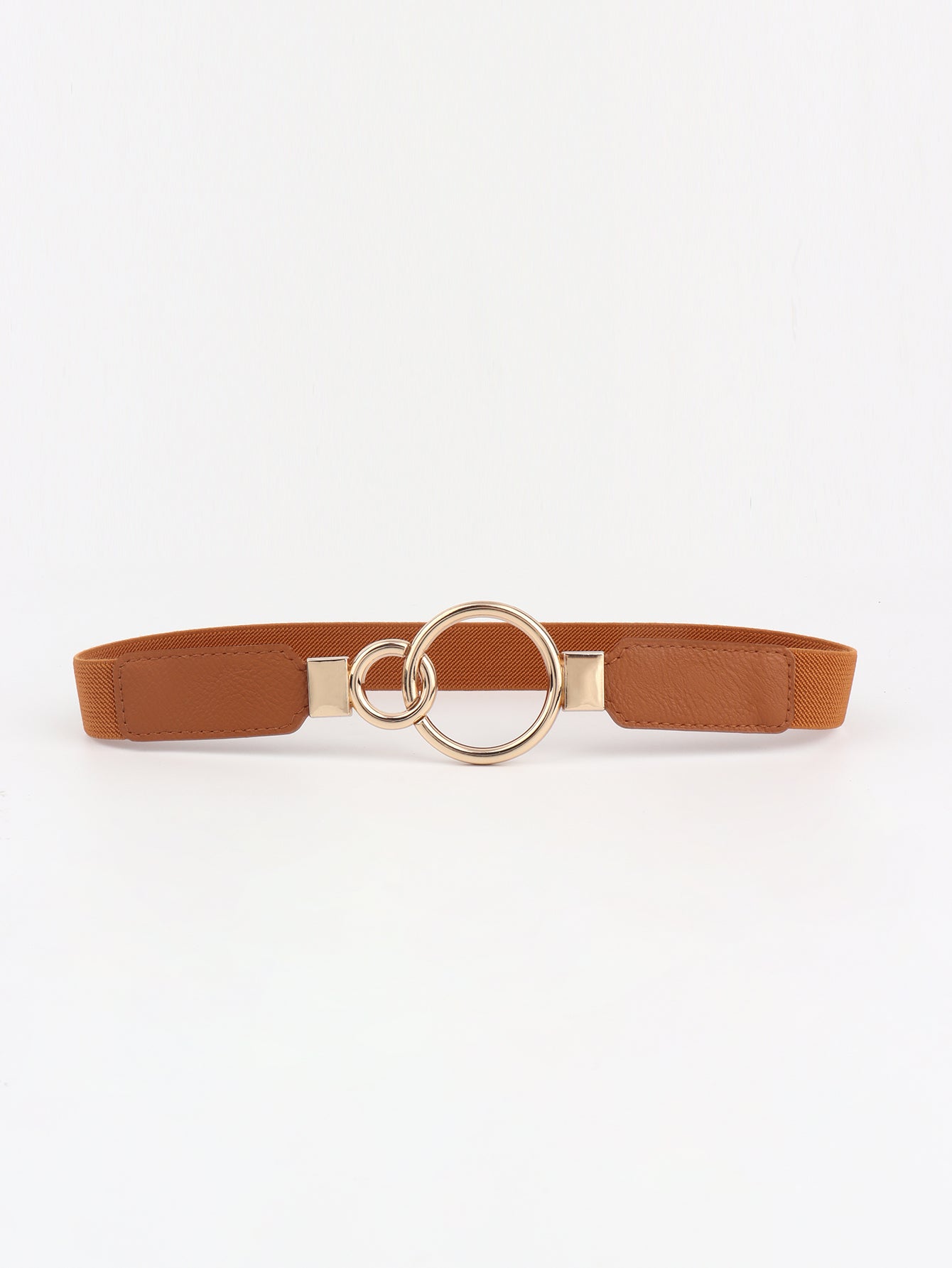 Double Ring Buckle Elastic PU Belt Trendsi