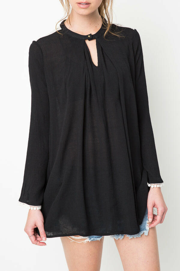 Long Sleeve Tunic in Black.