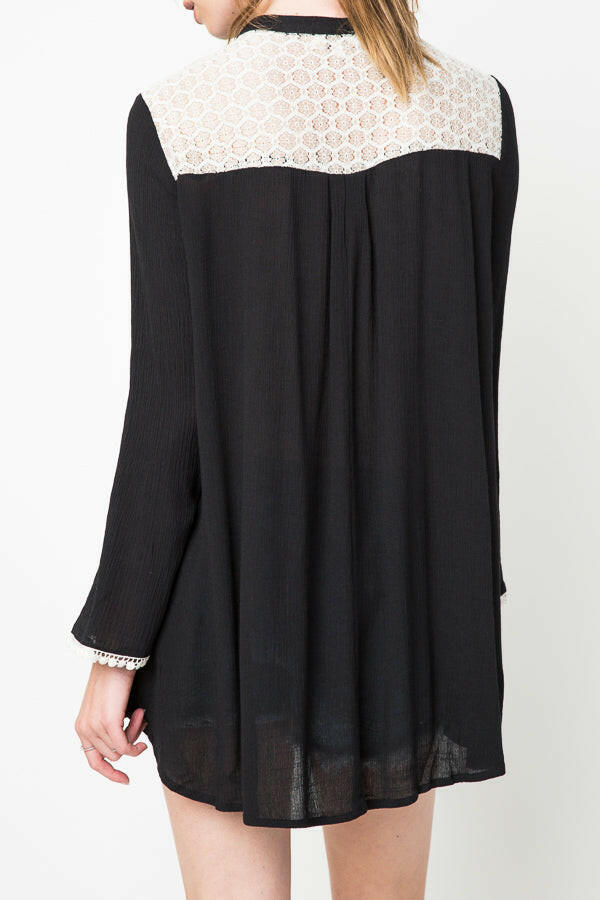 Long Sleeve Tunic in Black.