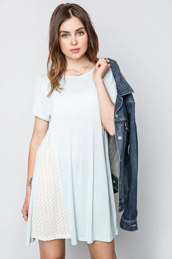 Mint Shirt Dress with Ruffled Sleeves..