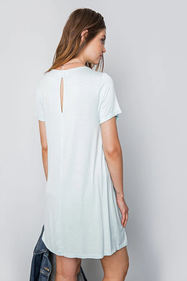 Mint Shirt Dress with Ruffled Sleeves..