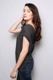 Scoop Neck Twisted Knot Back Tee.