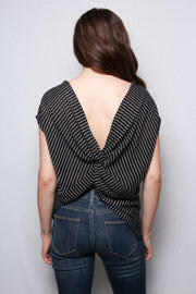 Scoop Neck Twisted Knot Back Tee.
