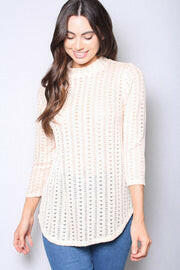 Mock Neck 3/4 Sleeve Crochet Blousse.
