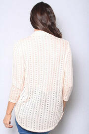Mock Neck 3/4 Sleeve Crochet Blousse.