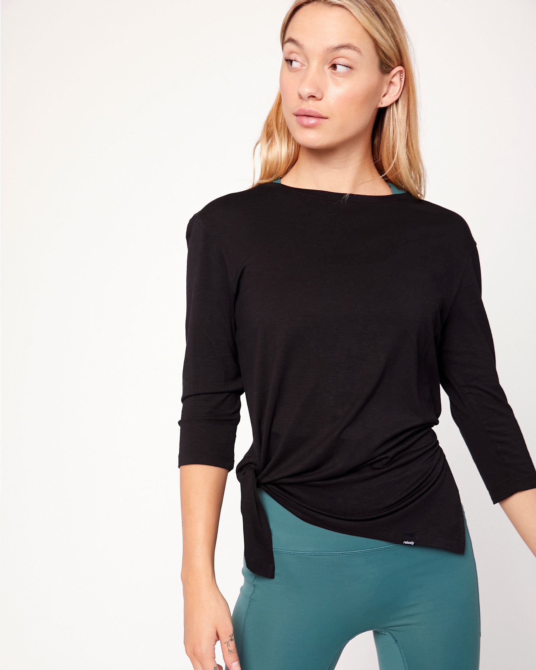 Anen Side Tie 3/4 Sleeve Top Rebody