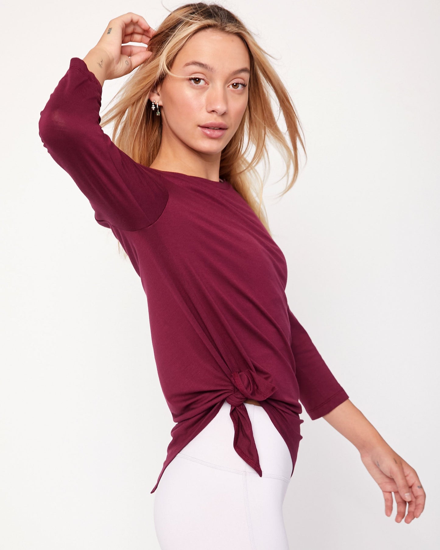 Anen Side Tie 3/4 Sleeve Top Rebody