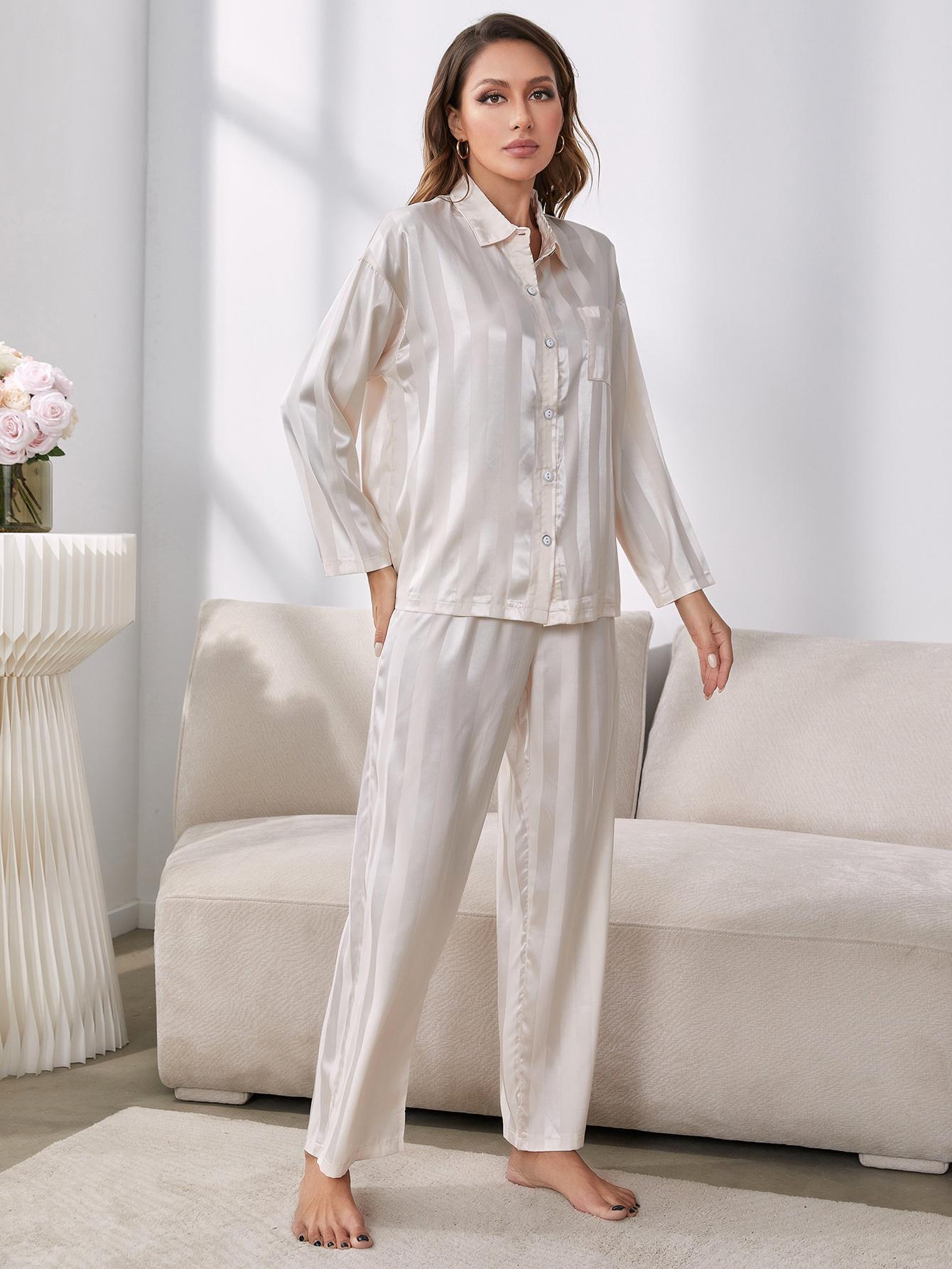 Button-Up Shirt and Pants Pajama Set Trendsi