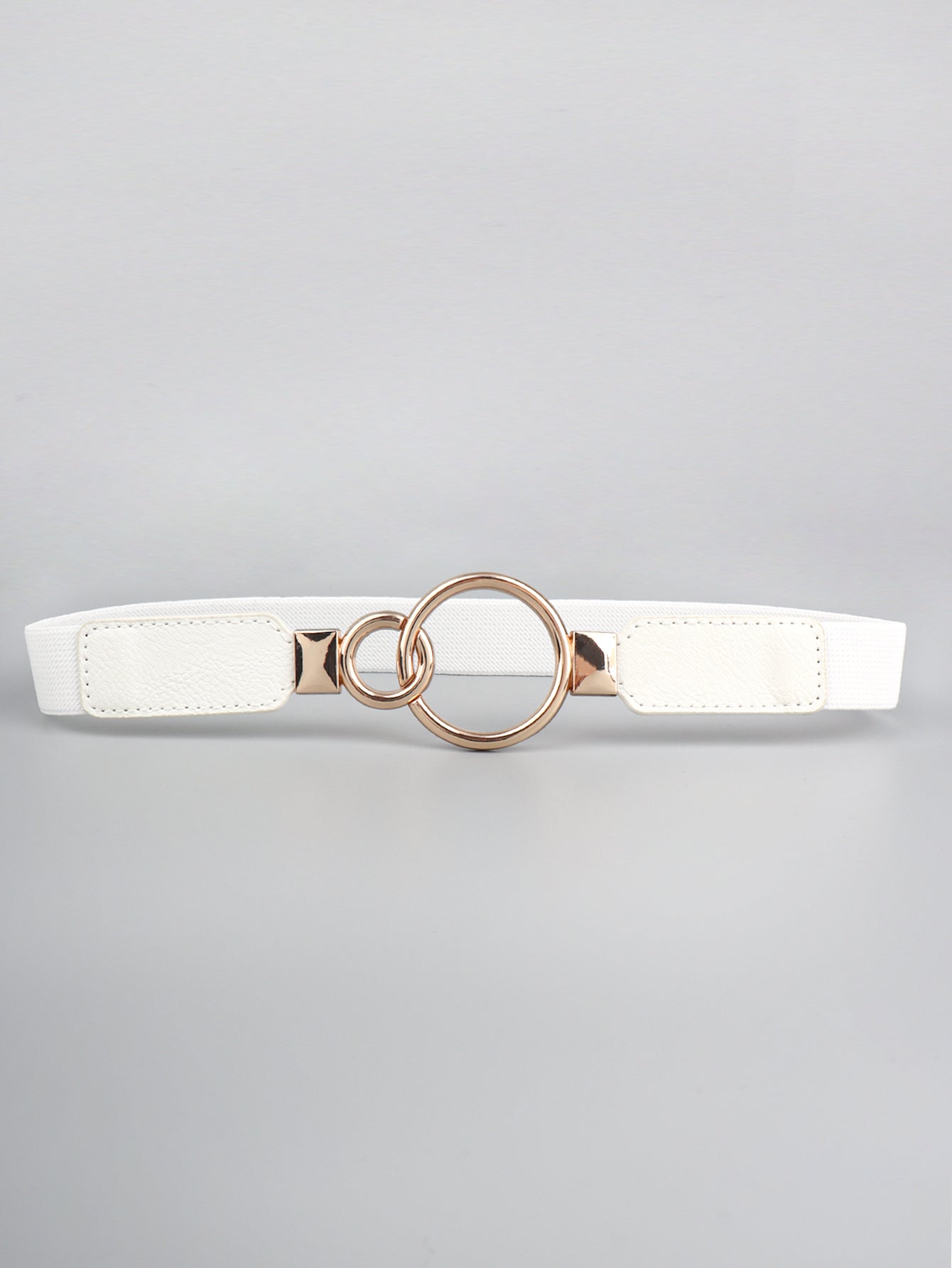 Double Ring Buckle Elastic PU Belt Trendsi