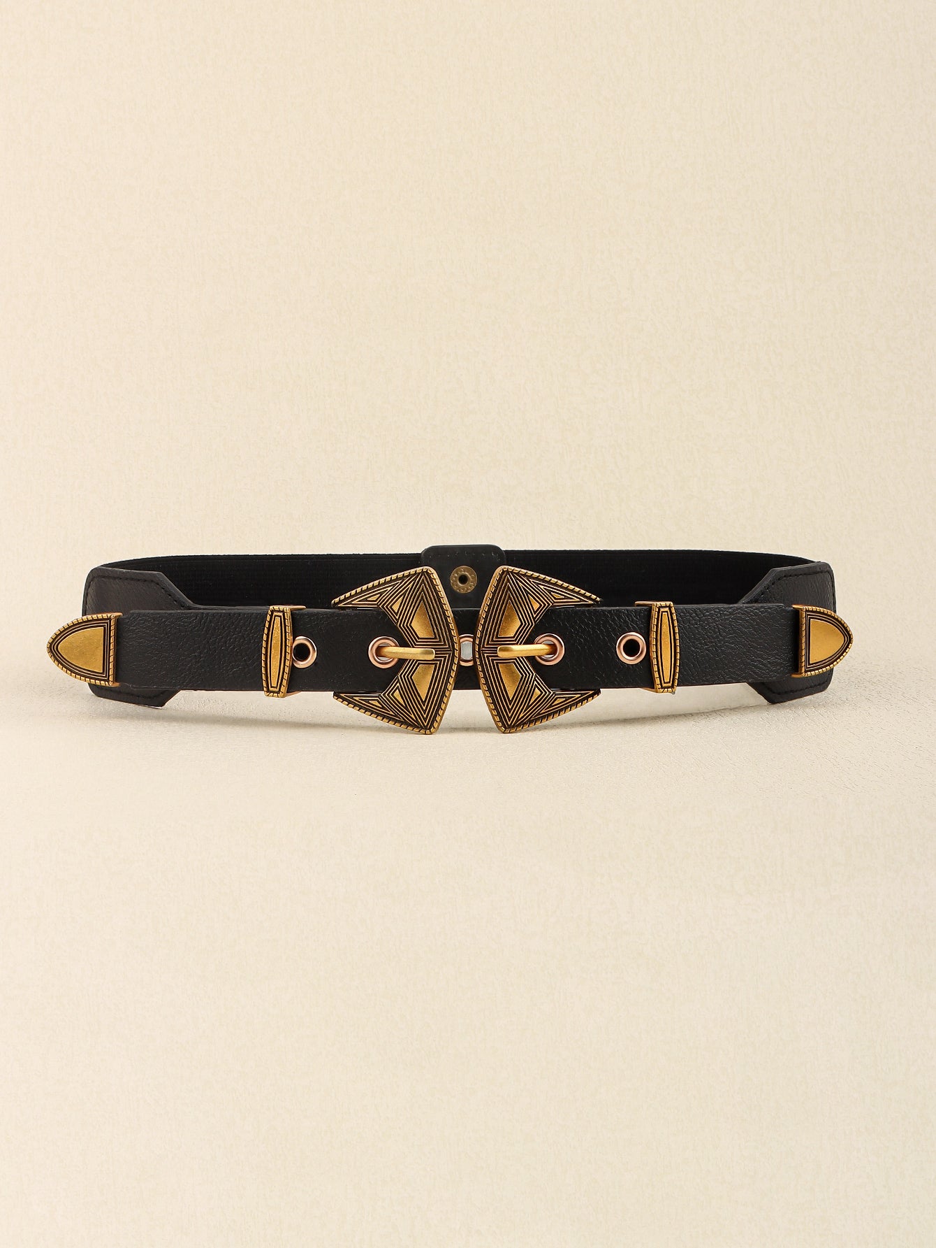 Double Buckle PU Leather Belt Trendsi