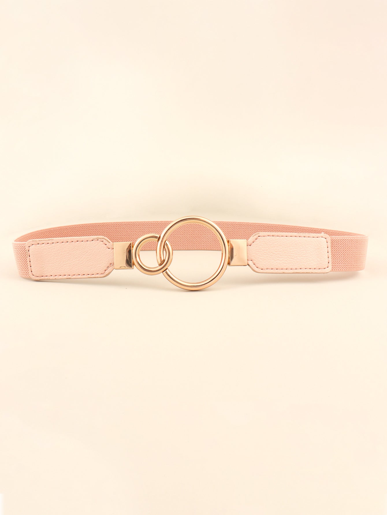 Double Ring Buckle Elastic PU Belt Trendsi