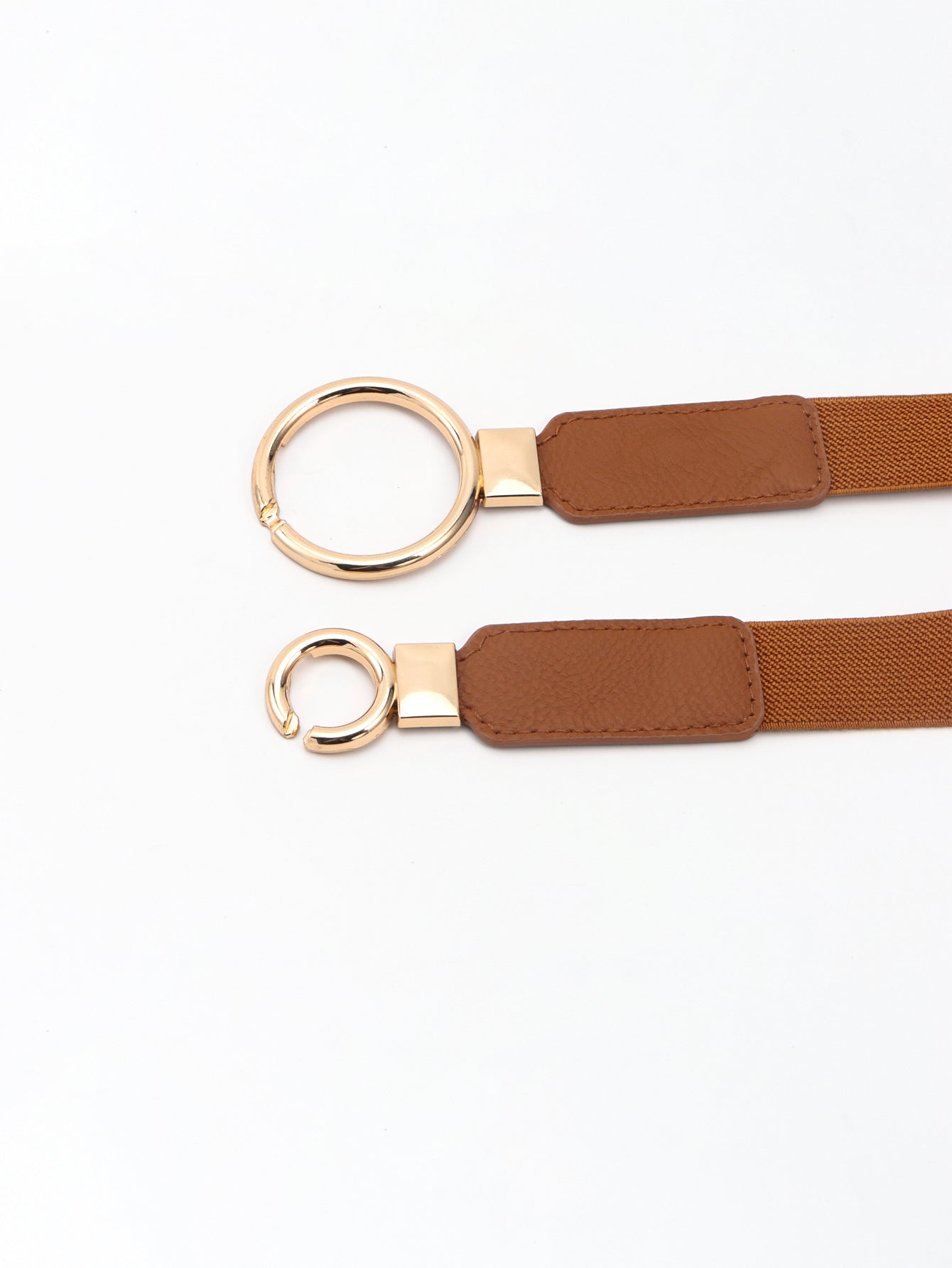 Double Ring Buckle Elastic PU Belt Trendsi