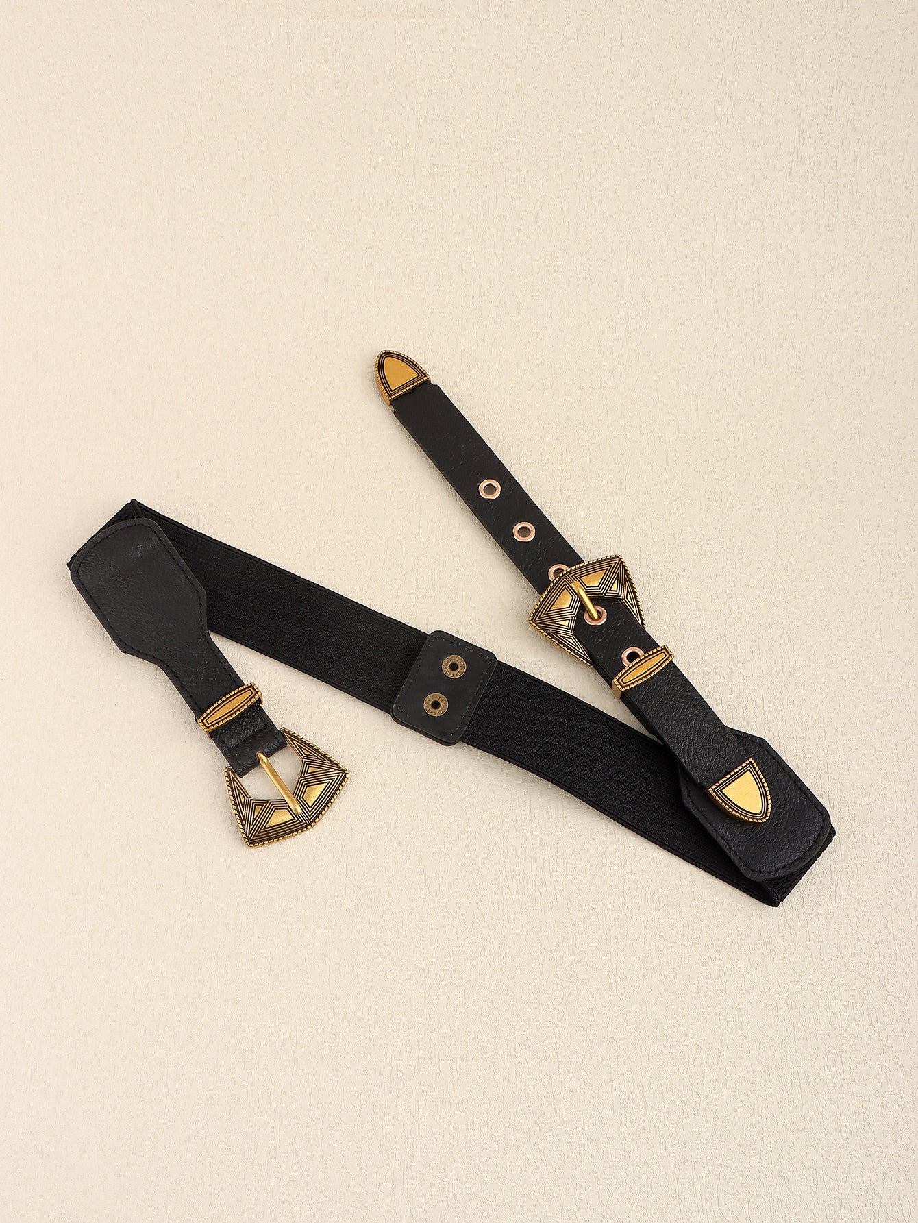 Double Buckle PU Leather Belt Trendsi