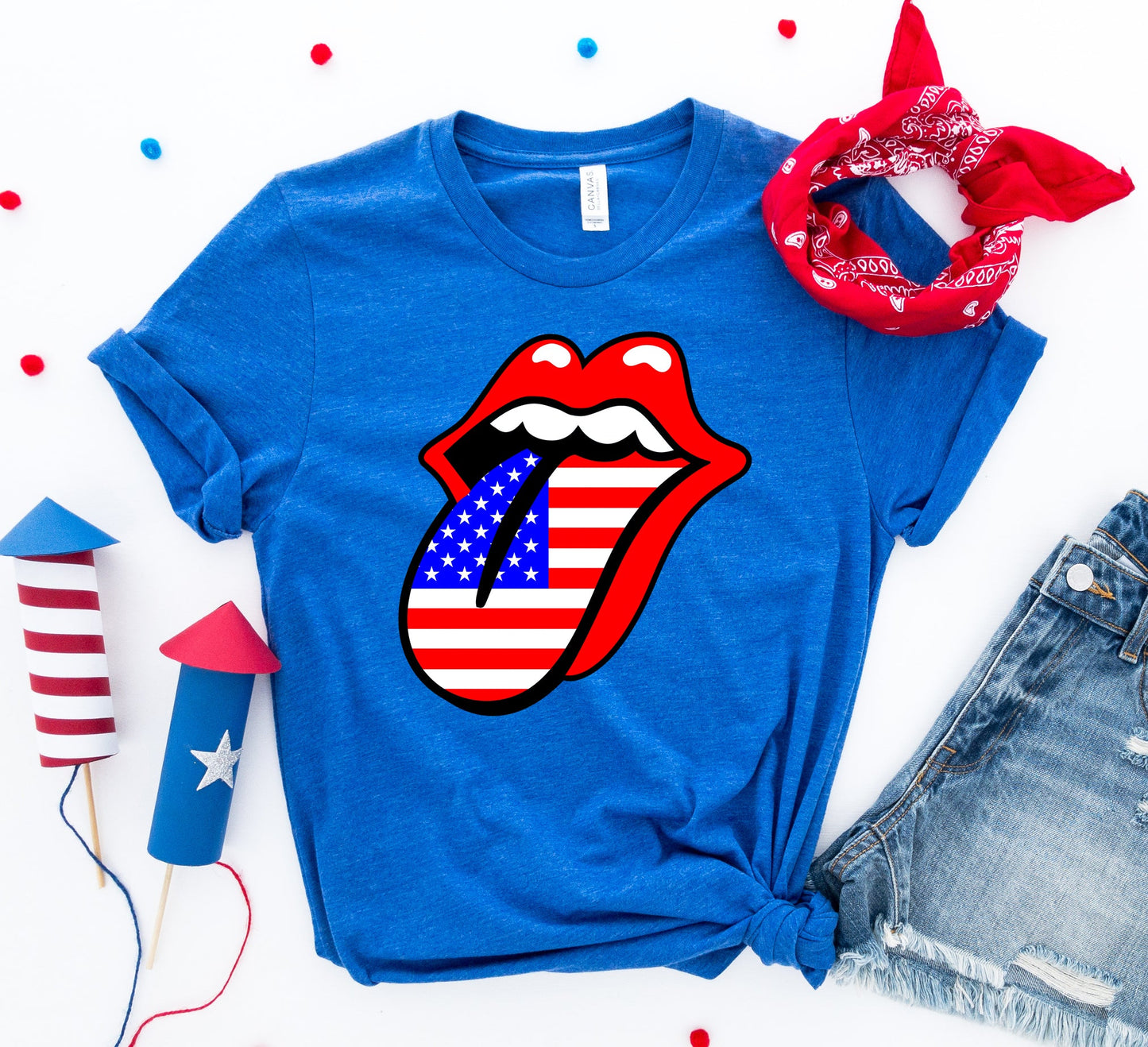 USA Lips 4th of July T-shirt T-Shirt Crazed