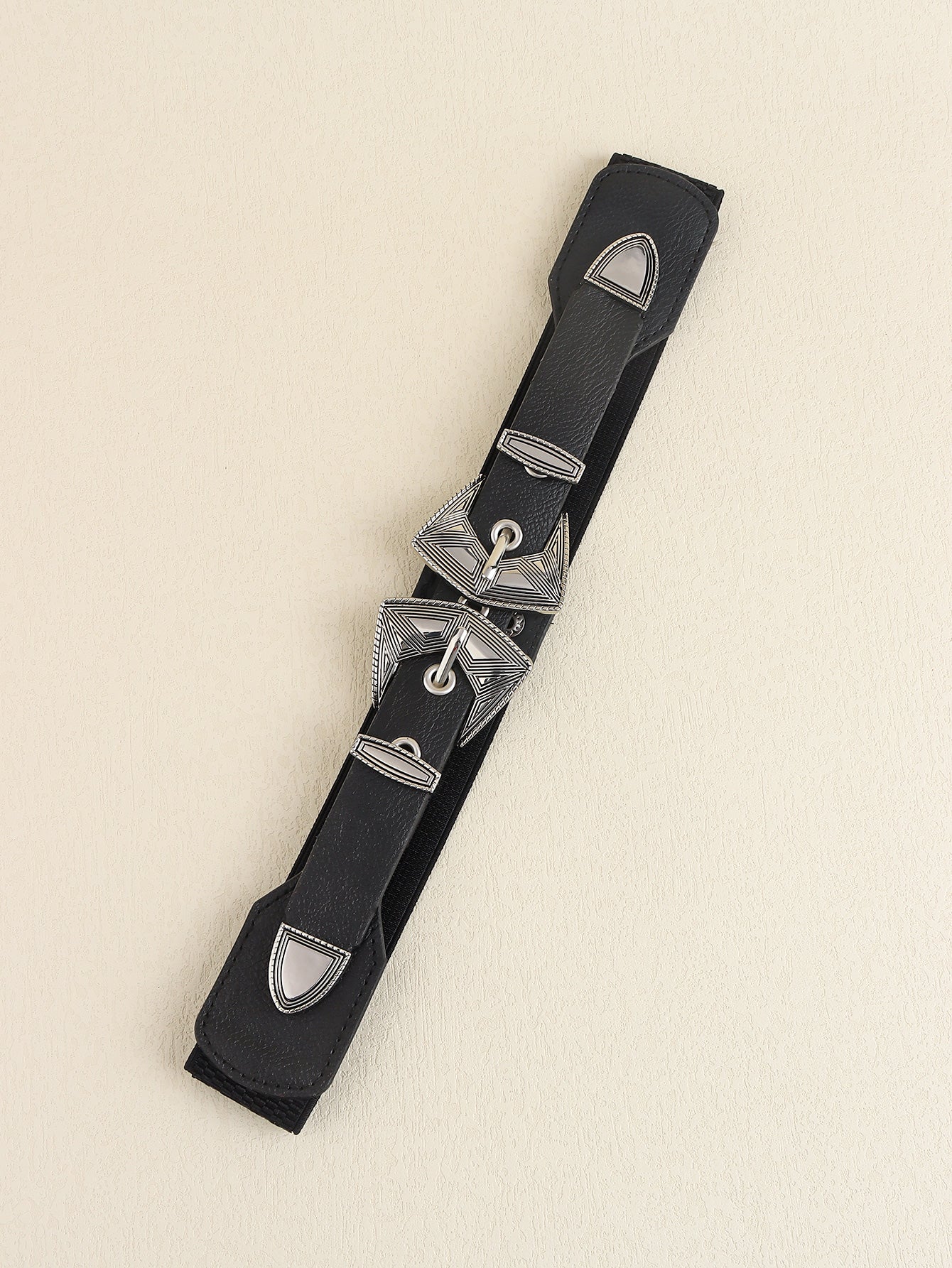 Double Buckle PU Leather Belt Trendsi