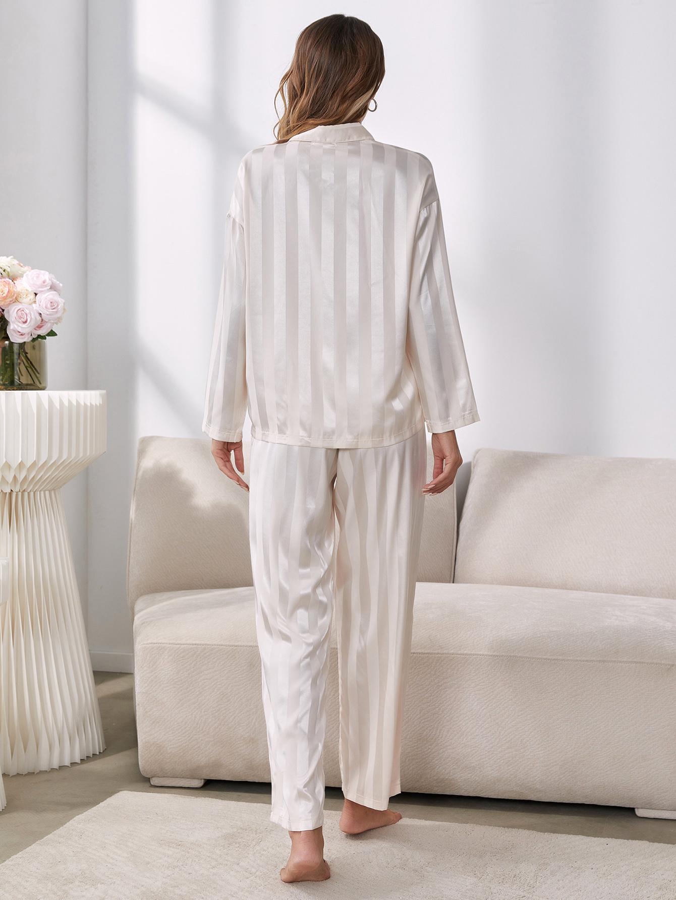 Button-Up Shirt and Pants Pajama Set Trendsi