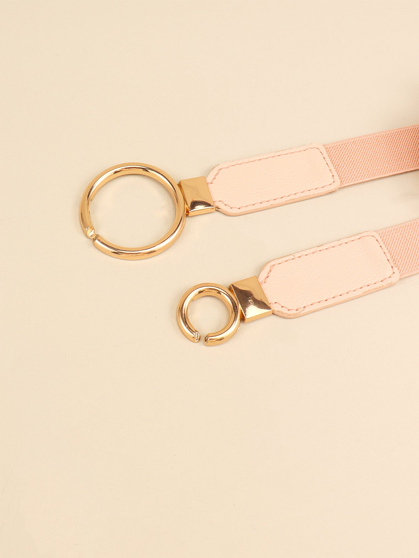 Double Ring Buckle Elastic PU Belt Trendsi