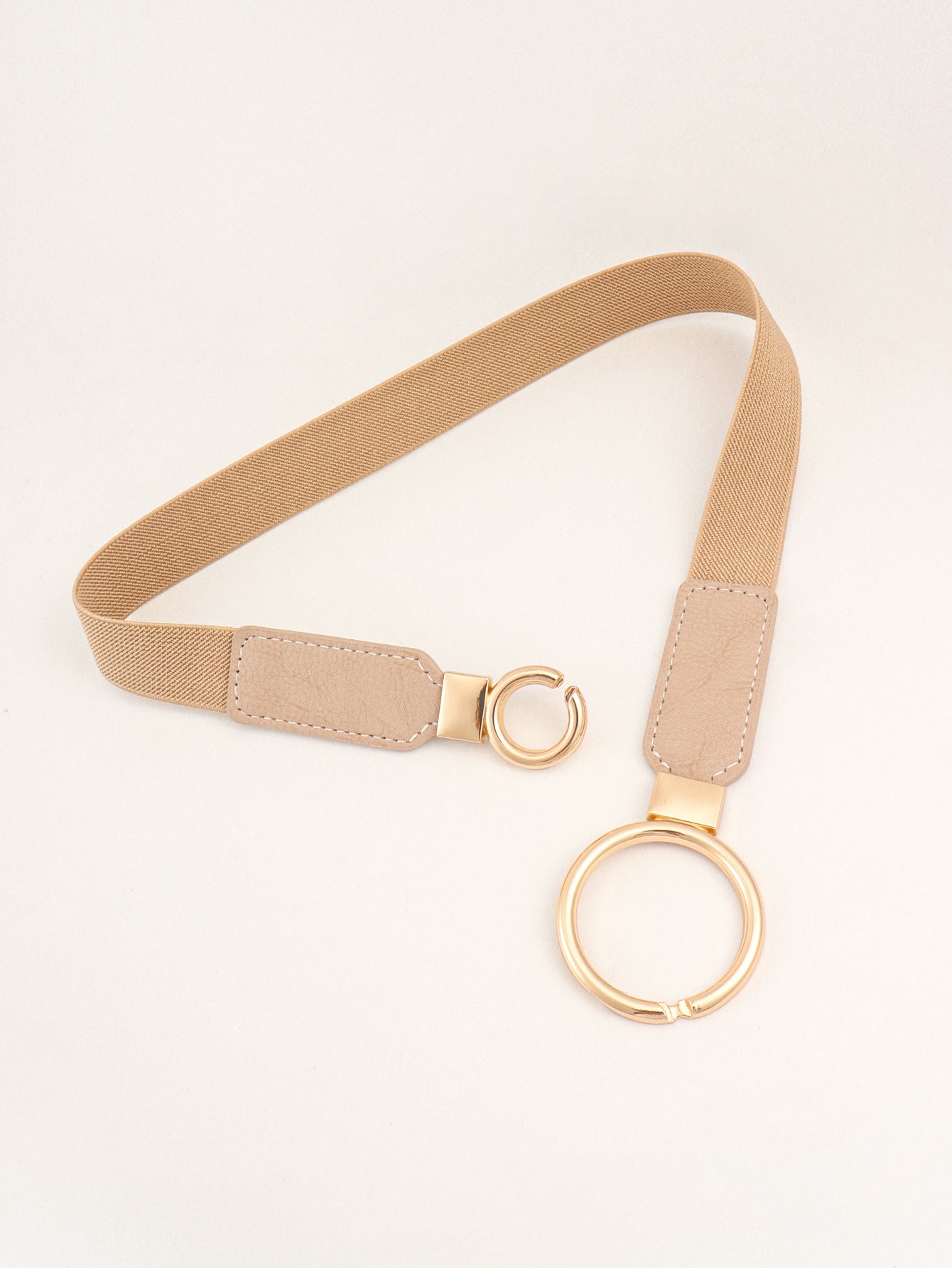 Double Ring Buckle Elastic PU Belt Trendsi