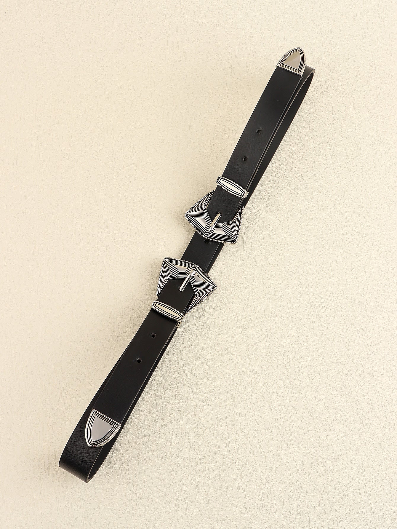 Double Buckle PU Leather Belt Trendsi