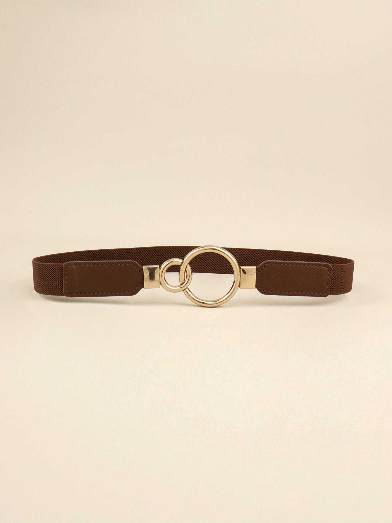 Double Ring Buckle Elastic PU Belt Trendsi