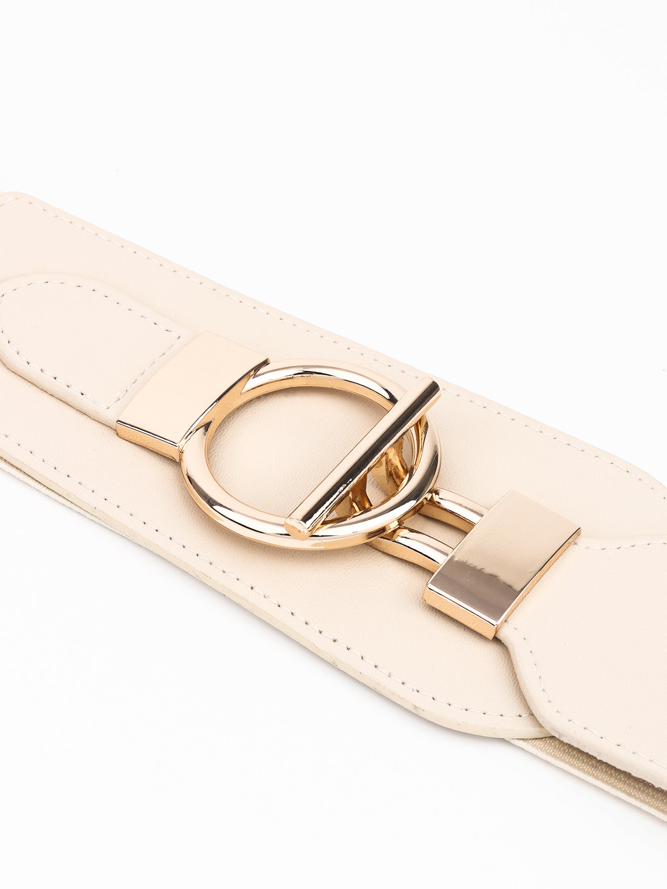 PU Elastic Wide Belt with Alloy Buckle Trendsi