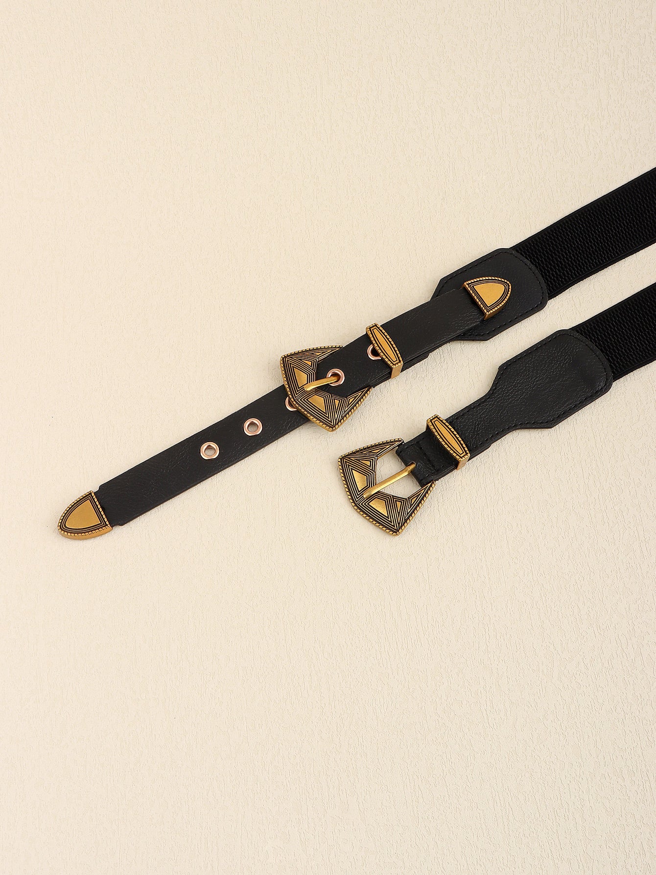 Double Buckle PU Leather Belt Trendsi