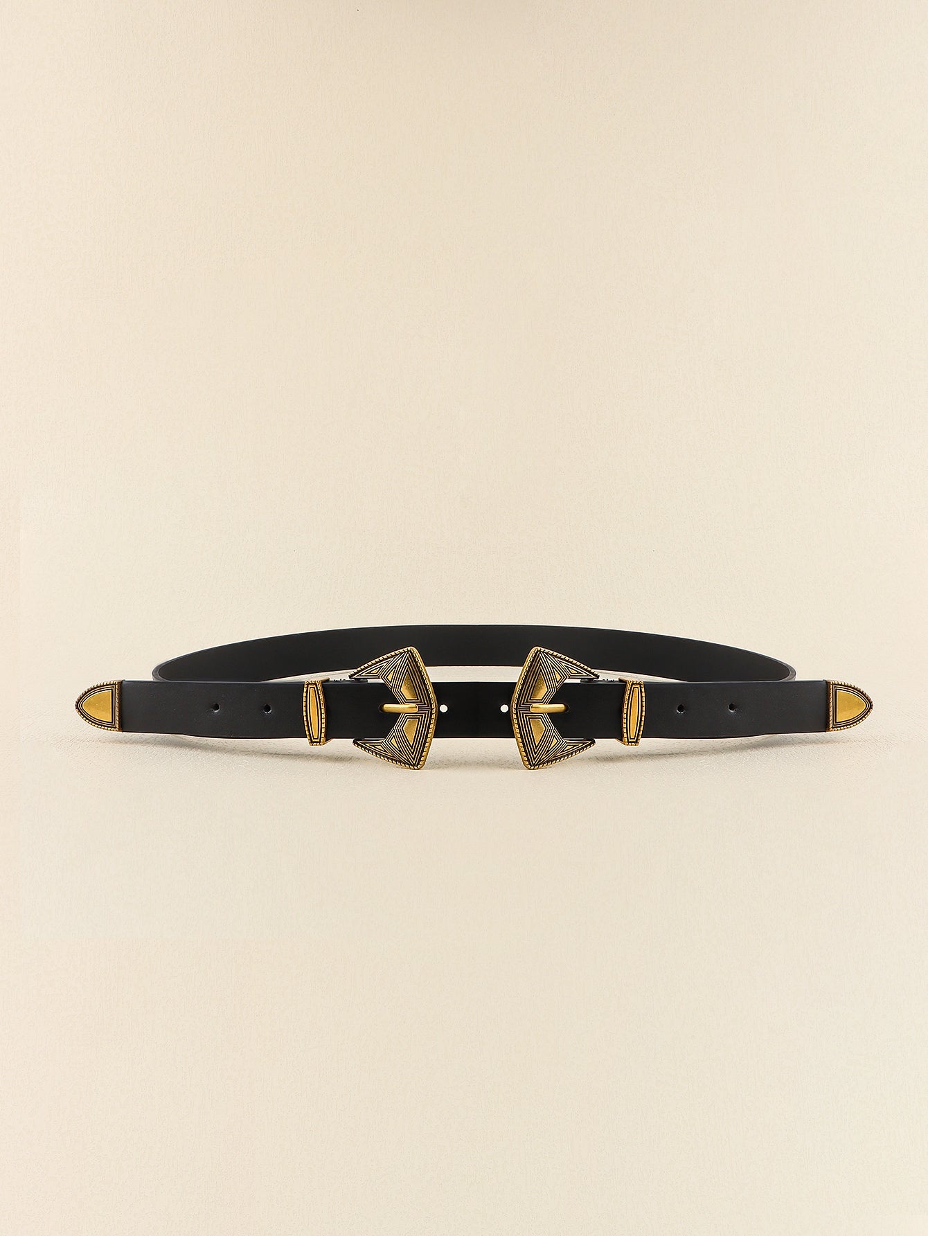 Double Buckle PU Leather Belt Trendsi