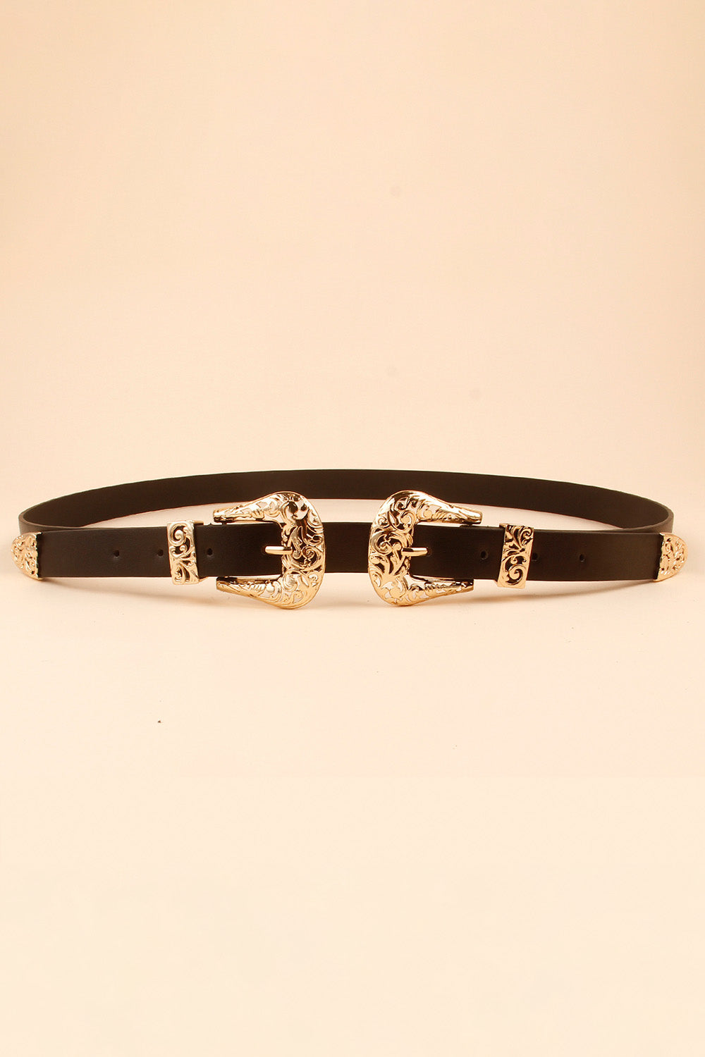 Double Buckle PU Leather Belt Trendsi