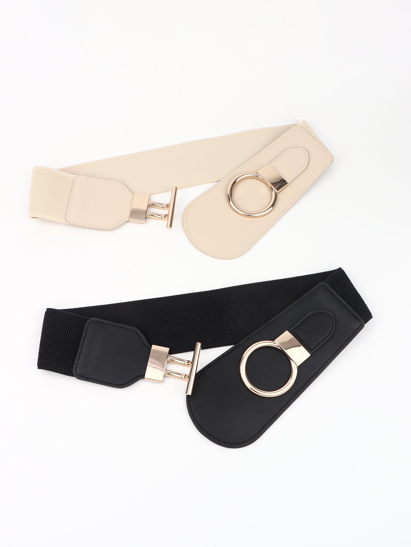 PU Elastic Wide Belt with Alloy Buckle Trendsi