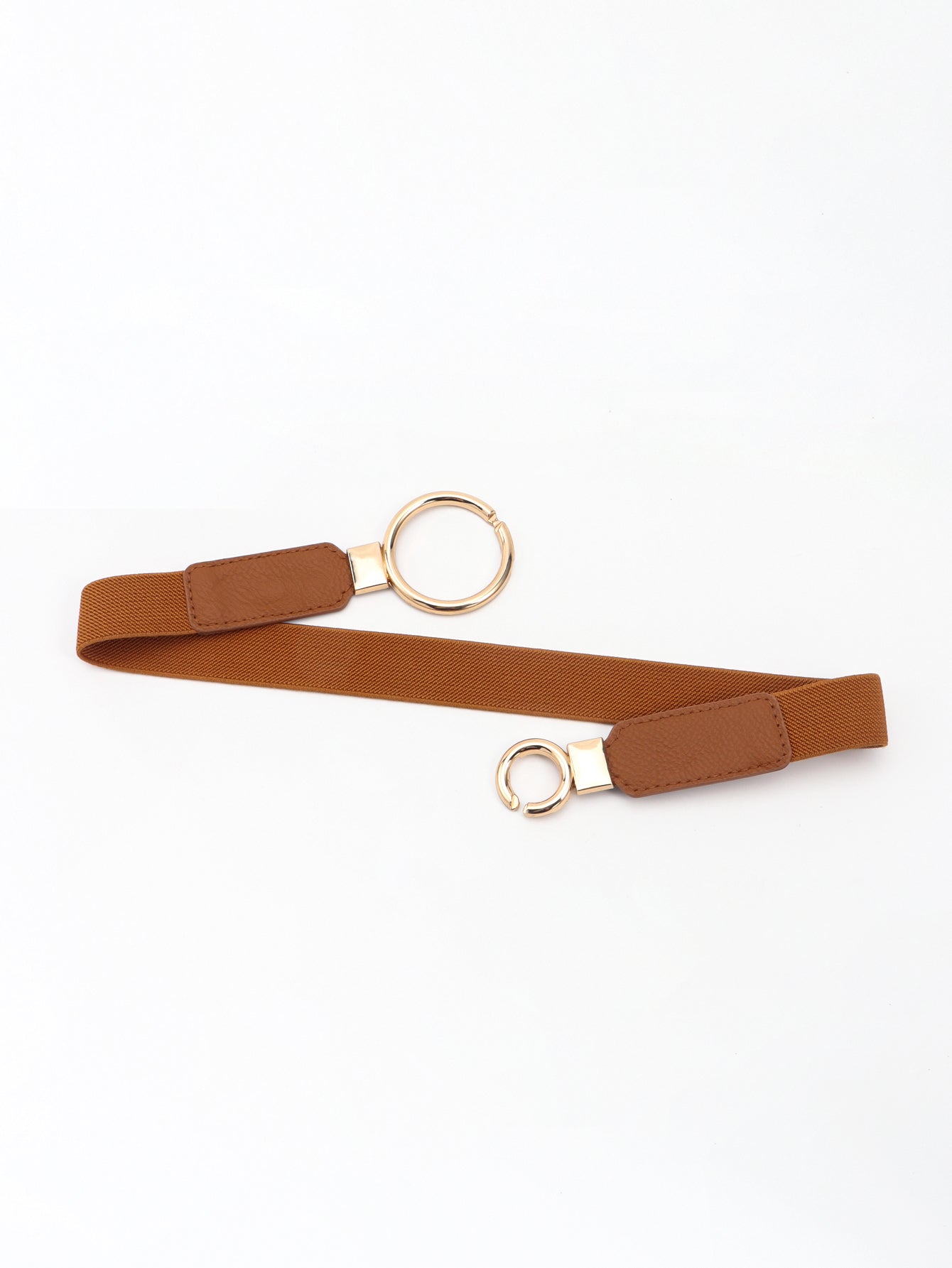 Double Ring Buckle Elastic PU Belt Trendsi