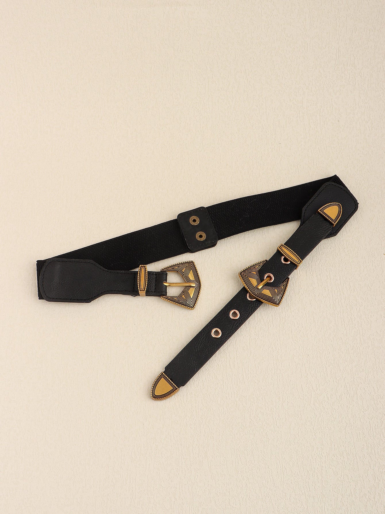 Double Buckle PU Leather Belt Trendsi