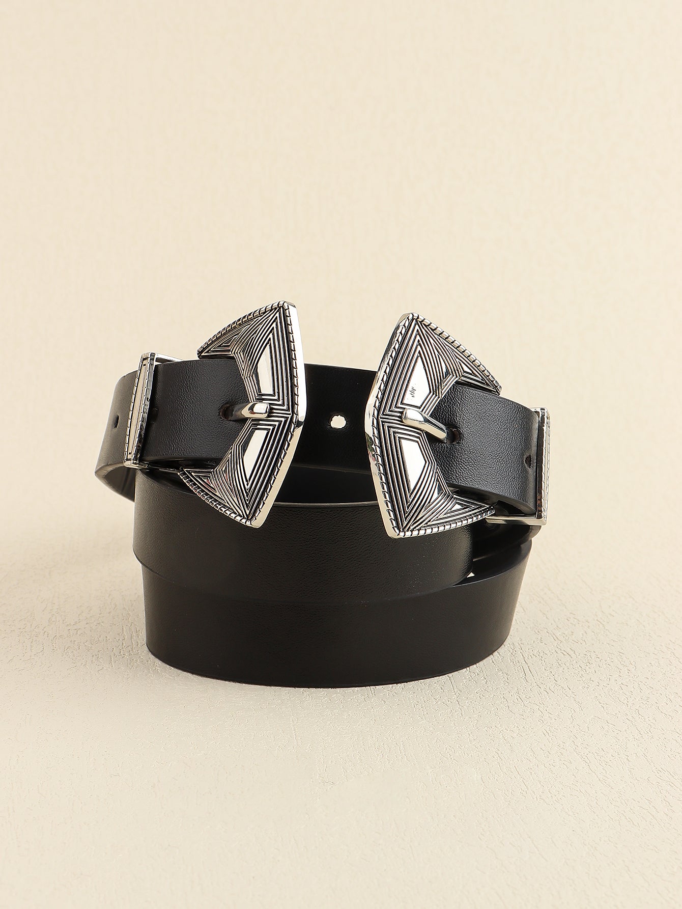 Double Buckle PU Leather Belt Trendsi