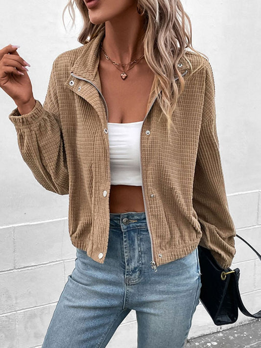 Long Sleeve Dropped Shoulder Jacket Trendsi