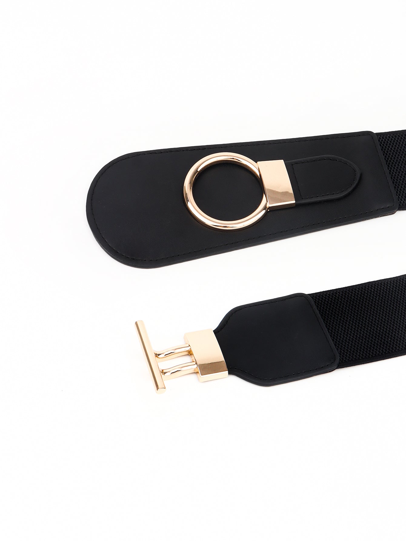 PU Elastic Wide Belt with Alloy Buckle Trendsi